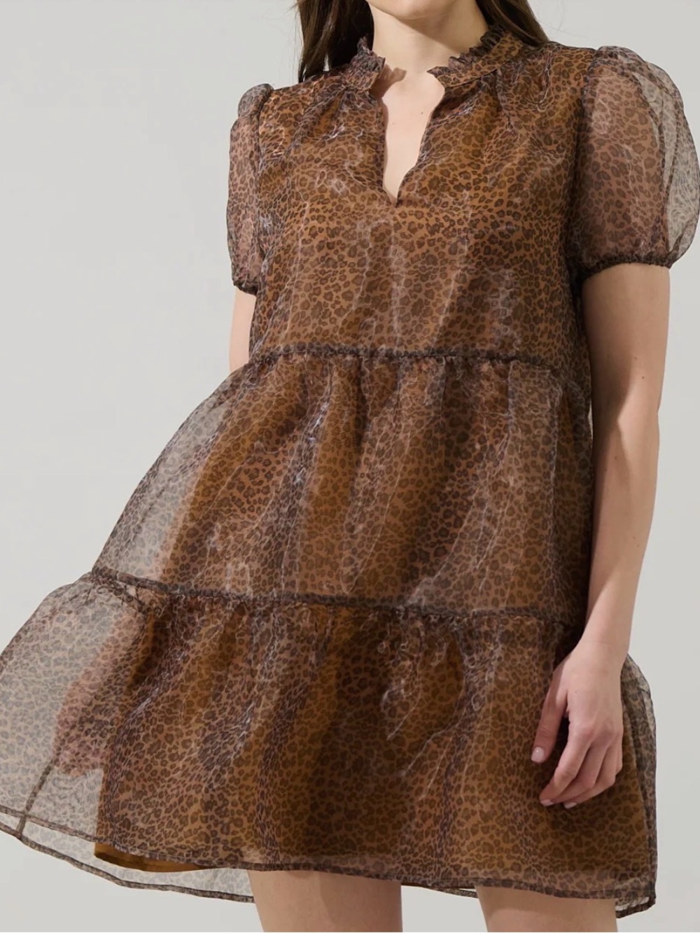 Sugarlips Organza Leopard Tiered Mini dress 2X